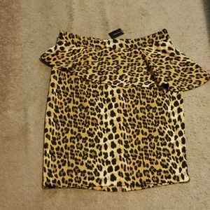 New Jaguar Print Peplum Waist Skirt